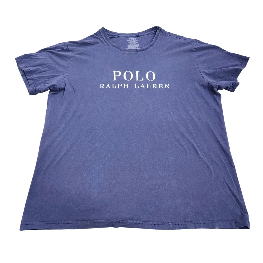 Polo Ralph Lauren Mens Navy Blue Logo Graphic Crewneck Cotton T-Shirt XL